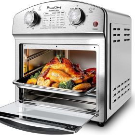 Stainless Steel 12.5 Qt Air Fryer, Dual Knob Control, 60-Min Timer, Presets For French Fries, Pizza, Chicken, Fish, And Toast Sleek Design, Healt