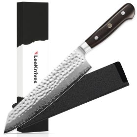 8.5 Inch Kiritsuke Knife, Professional VG10 Damascus Steel Chef Knife With Hammered Blade, Ultra Sharp Kitchen Slicing Knife With Ebony Wood Hand