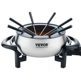 VEVOR Electric Fondue Pot Set For Cheese & Chocolate, 3 Quart Chocolate Melting Warmer, Stainless Steel Fondue Maker With Temperature Control And